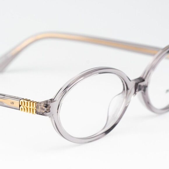 NEW Miu Miu MU01XV 12W1O1 Mauve Transparent Oval Unisex Eyeglasses VMU01X